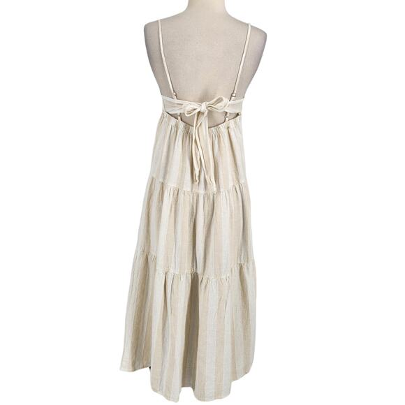 Cloth & Stone Striped Tiered Linen Blend Maxi Dress - Cottage Boho Western - Picture 4 of 7
